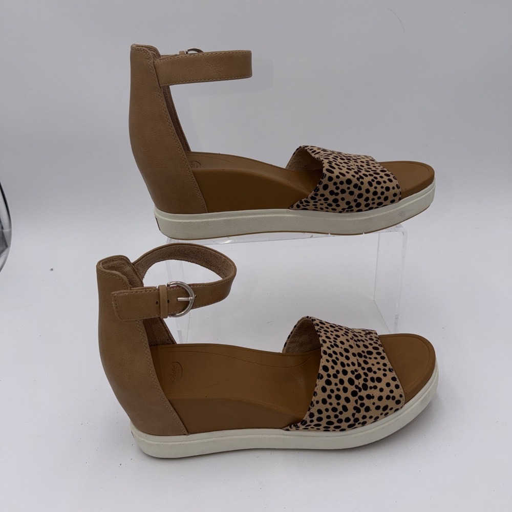 Dr Scholl's Women's Tan Wedge Sandals Show Off Ankle Straps Brown Sz 10 M